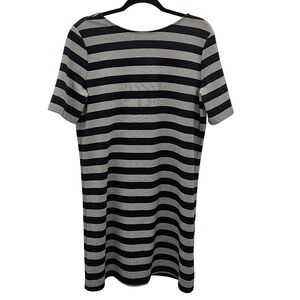 Gap Womens Black White Striped Short Sleeve Scoop Back Shift Dress Large